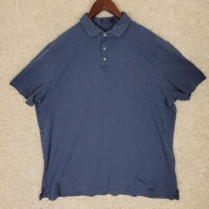 Polo Ralph Lauren Polo‎ Shirt Men's 2XL Navy Blue Red Pony Classic Short Sleeve